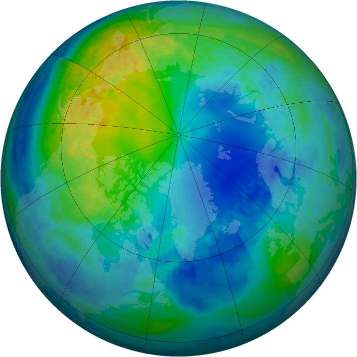 Arctic ozone map for 29 October 2004